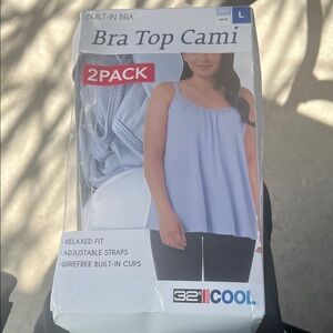 32 Degrees Women's White and Light Blue Camisole 2-Pack L NWT